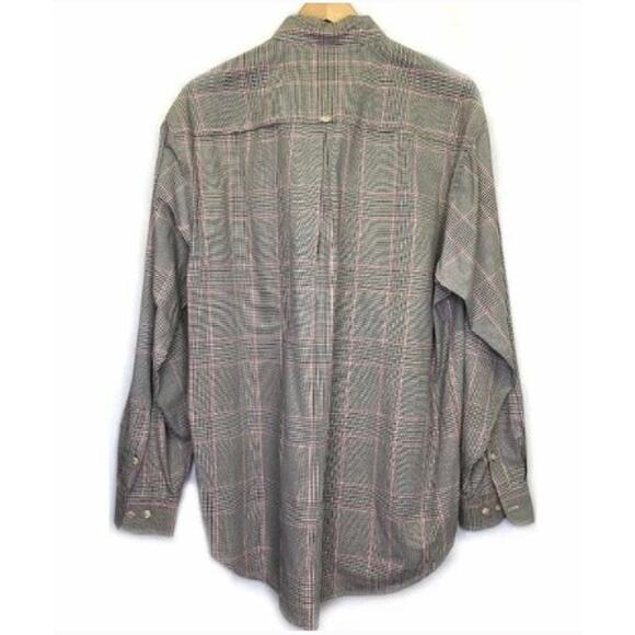Tommy Hilfiger Mens Tan Black Red Plaid Logo Long Sleeve Button Down Shirt M - Picture 2 of 3